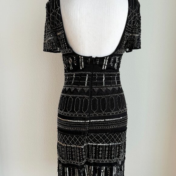VINTAGE BLACK AND SILVER BEADED MINI DRESS - Picture 2 of 5